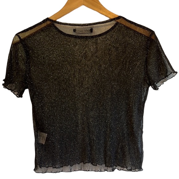 Brandy Melville Tops - Brandy Melville sheer stretchy sparkly crop top, size small excellent condition